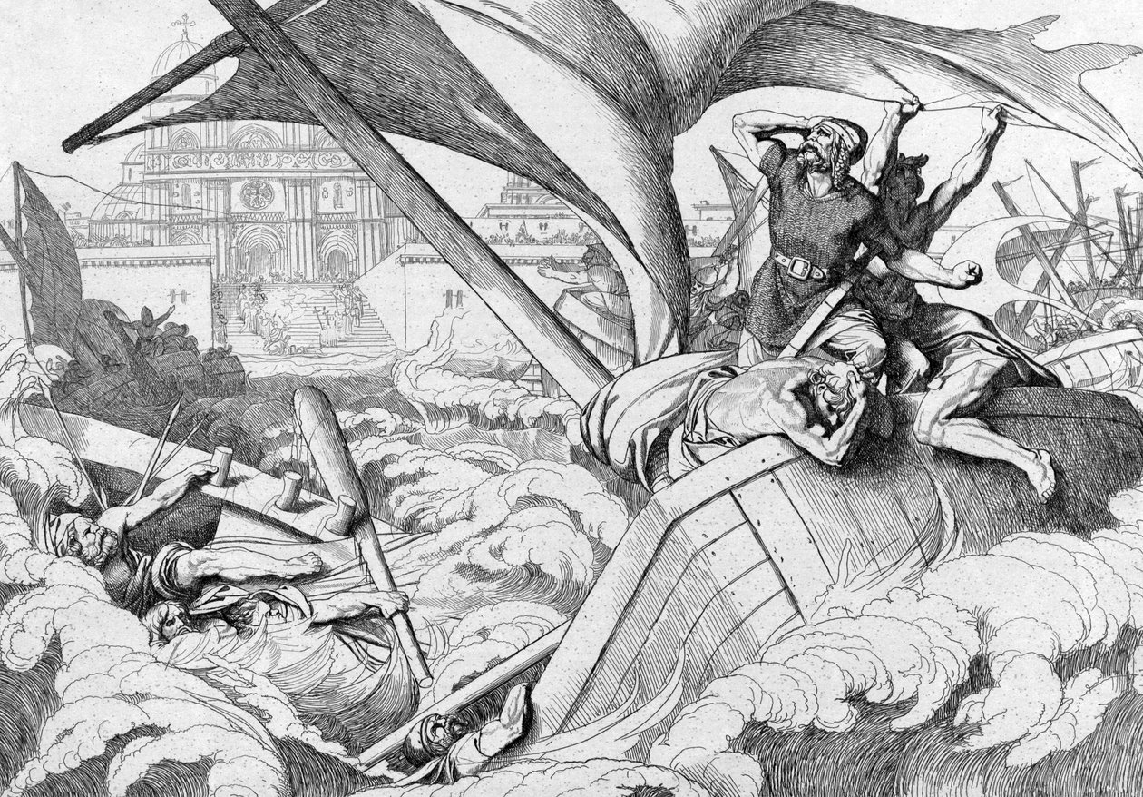 La destrucción de la flota rusa en Constantinopla, antes de 1839 de Fyodor Antonovich Bruni