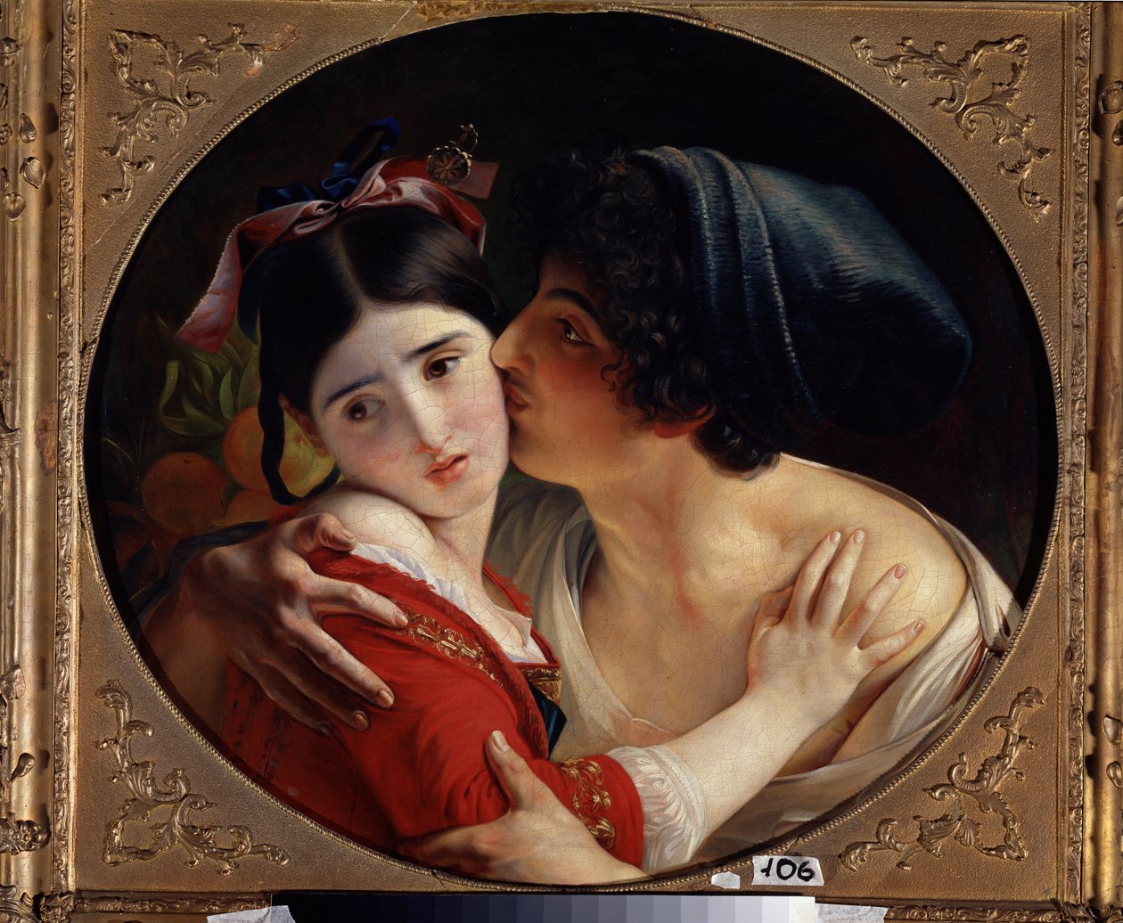 El beso. Pintura de Fyodor Antonovich Moller (Feodor Antonovich Moller de Fyodor Antonovich Moller