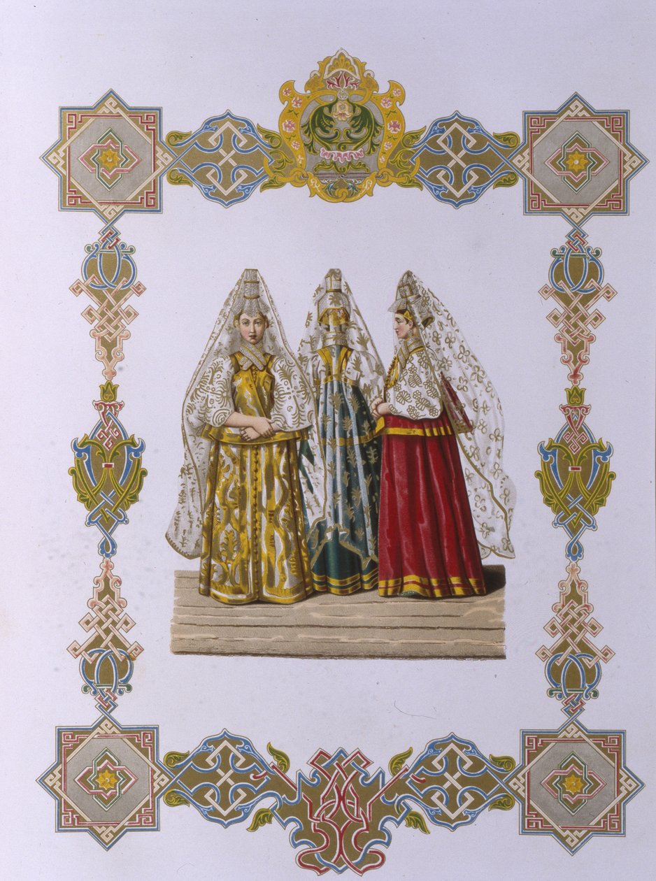 Trajes de Verano de Mujeres de Torzhok De la serie Vestimenta del estado ruso, 1851 de Fyodor Grigoryevich Solntsev