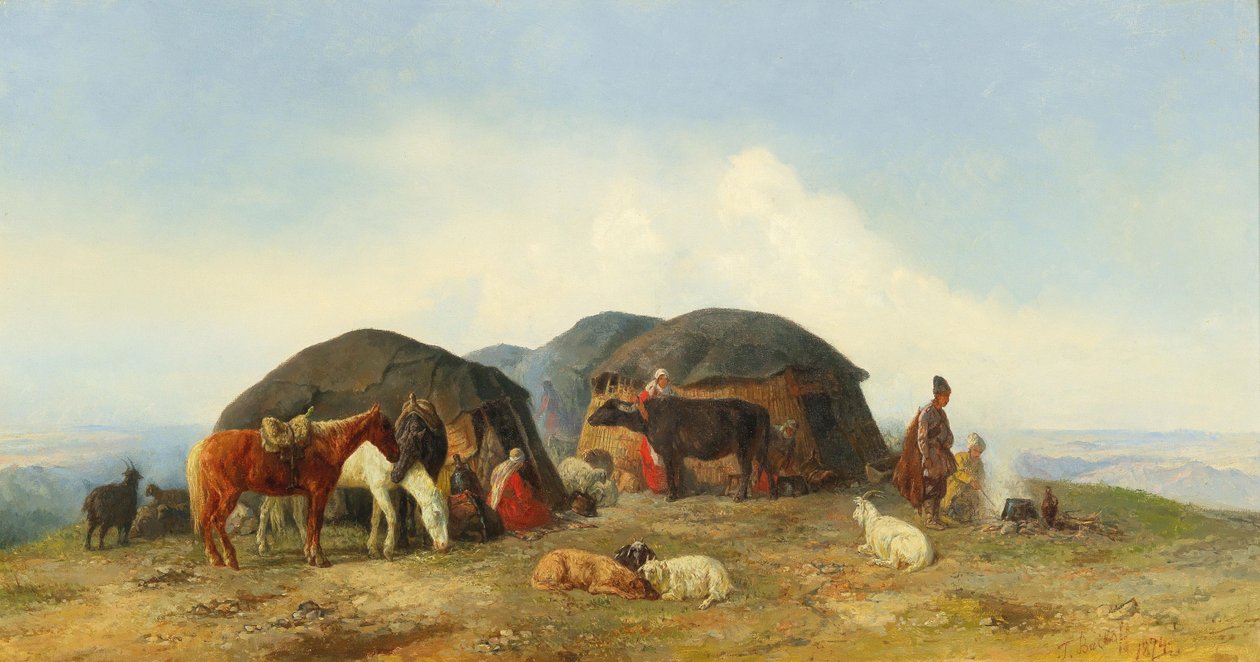 Pastores de ganado descansando en el Cáucaso Norte, 1874 de Fyodor Ilyich Baykov