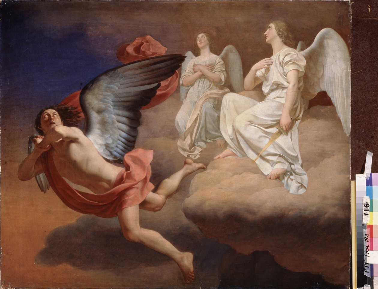 Abadón y los ángeles. Basado en el poema épico El Mesías de Friedrich Gottlieb Klopstock (1724-1803). Pintura de Fyodor Semionovich Zavyalov (Fedor Zavialov) (1810-1856), óleo sobre lienzo, antes de 1844. Arte ruso de Fyodor Semionovich Zavyalov