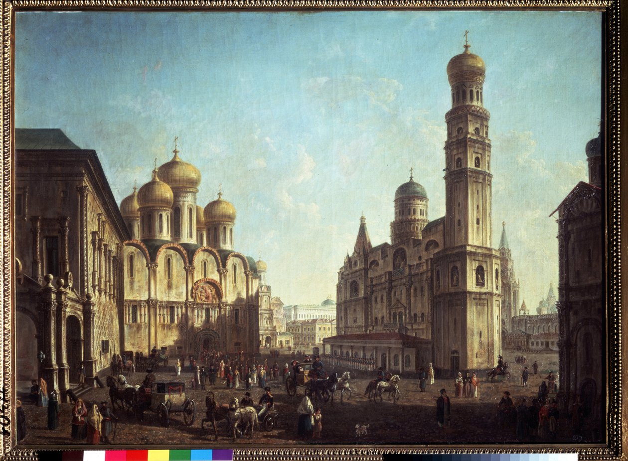 La plaza de la catedral en el Kremlin de Moscú. Pintura de Fyodor Yakovlevich Alexeev (1753-1824). Óleo sobre lienzo, 81,5 x 112 cm. Galería Estatal Tretyakov, Moscú. de Fyodor Yakovlevich Alexeev