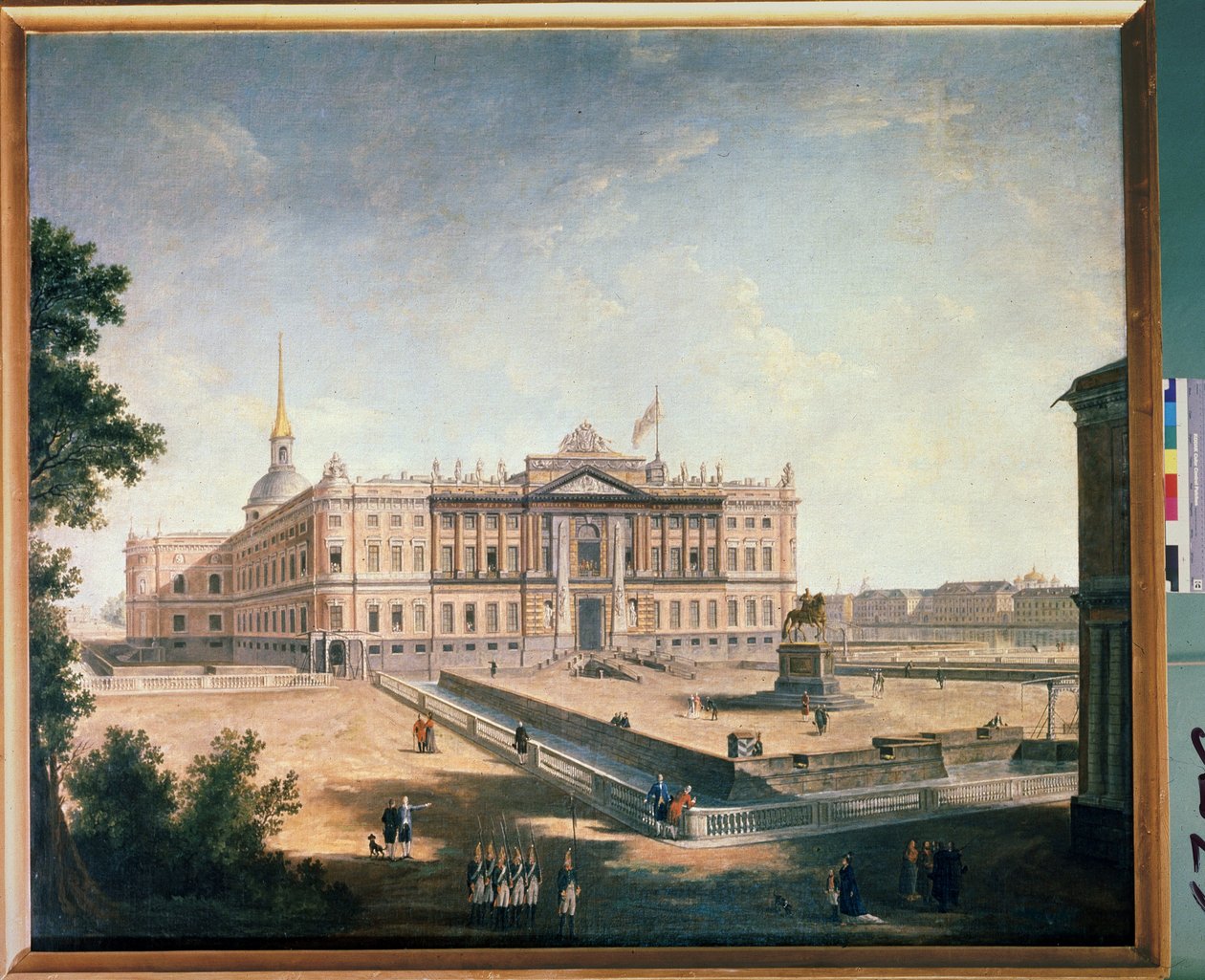 Vue du Palais Michel et de la place connetable a Saint Petersbourg (Vista del Palacio de Miguel y de la plaza connetable en San Petersburgo). Pintura de Fyodor Yakovlevich Alexeev (1753-1824). Huile sur toile de Fyodor Yakovlevich Alexeev