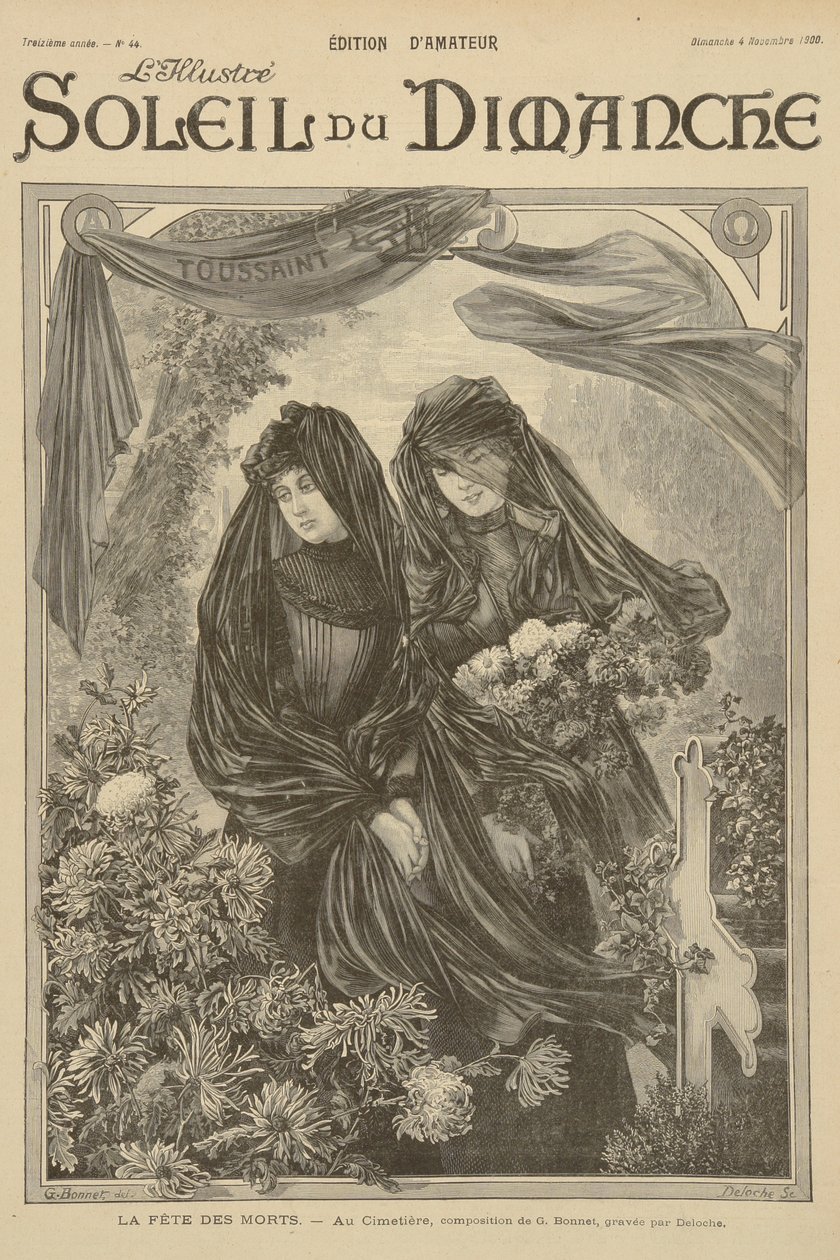 Día de Todos los Santos, de la portada de Soleil du Dimanche, domingo 4 de noviembre de 1900 de G. Bonnet