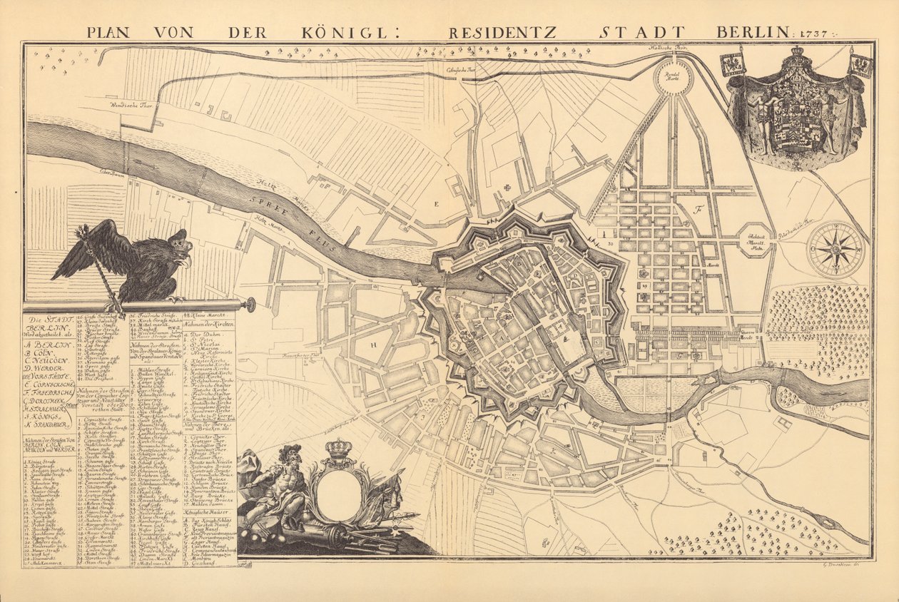 Mapa de Berlín, 1737 de G. Dusableau