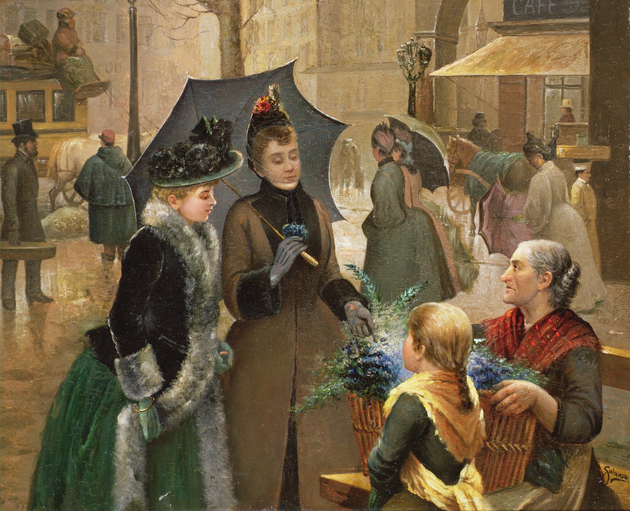 Comprando flores, siglo XIX de G. Salanson
