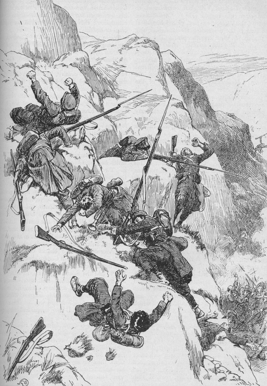 Los españoles derrotados treparon por los lados escarpados, 1902 de GB