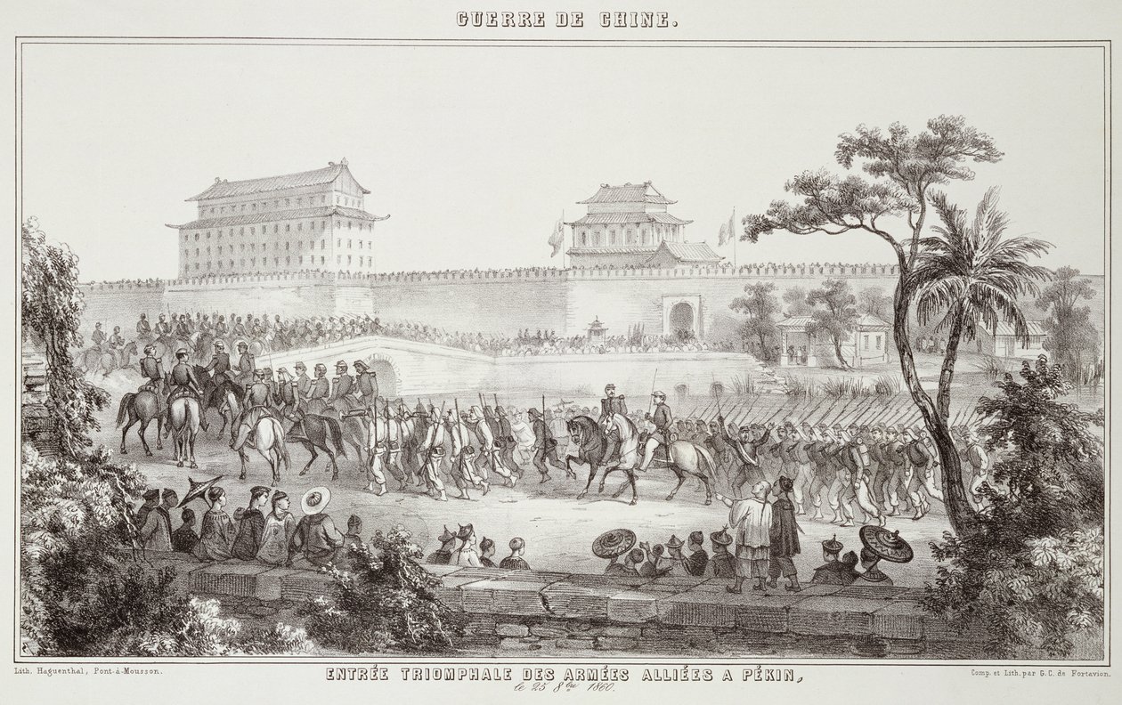 La entrada triunfal de los ejércitos aliados en Pekín, 25 de octubre de 1860, de La guerra en China, 1862 de G.C. de Fortavion
