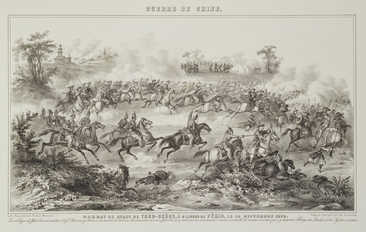 La batalla de Chang-Kia-Onang, antes de Tong-Cheou, 18 de septiembre de 1860, de La guerra en China, 1862 de G.C. de Fortavion