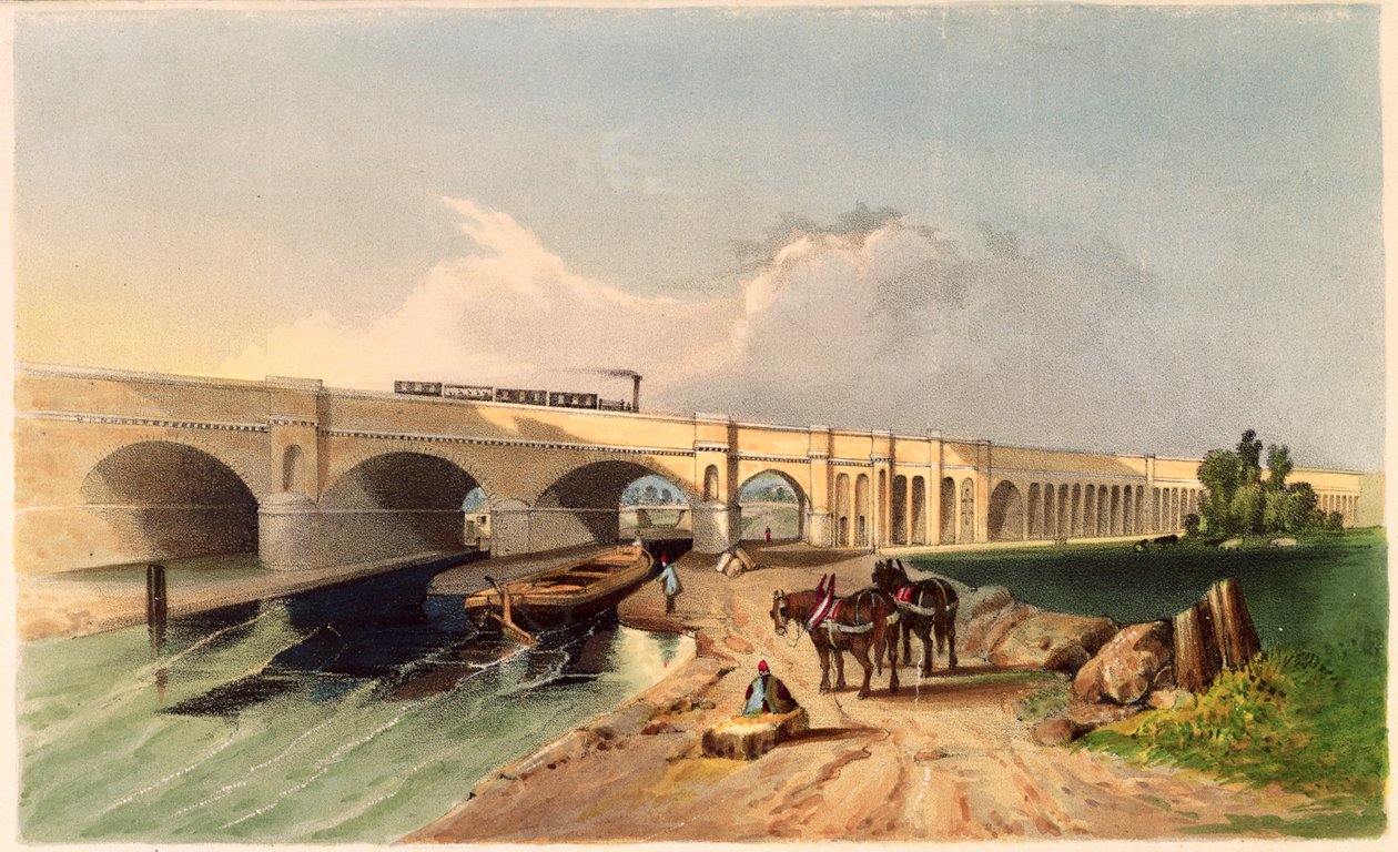 Vista del viaducto ferroviario de Greenwich en Deptford, 1836 de G.F. Bragg