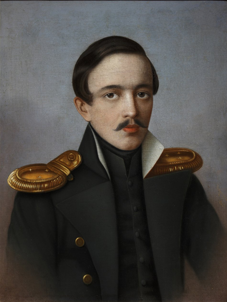 Retrato del poeta Mikhail Lermontov 1814-1841, 1887 de G.F. Krylov