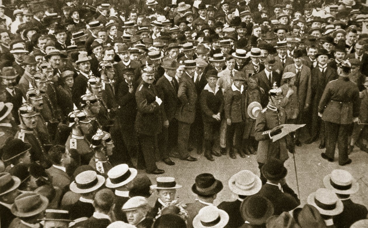 La proclamación de guerra del Kaiser siendo leída, Berlín, Alemania, 4 de agosto de 1914 de GPA