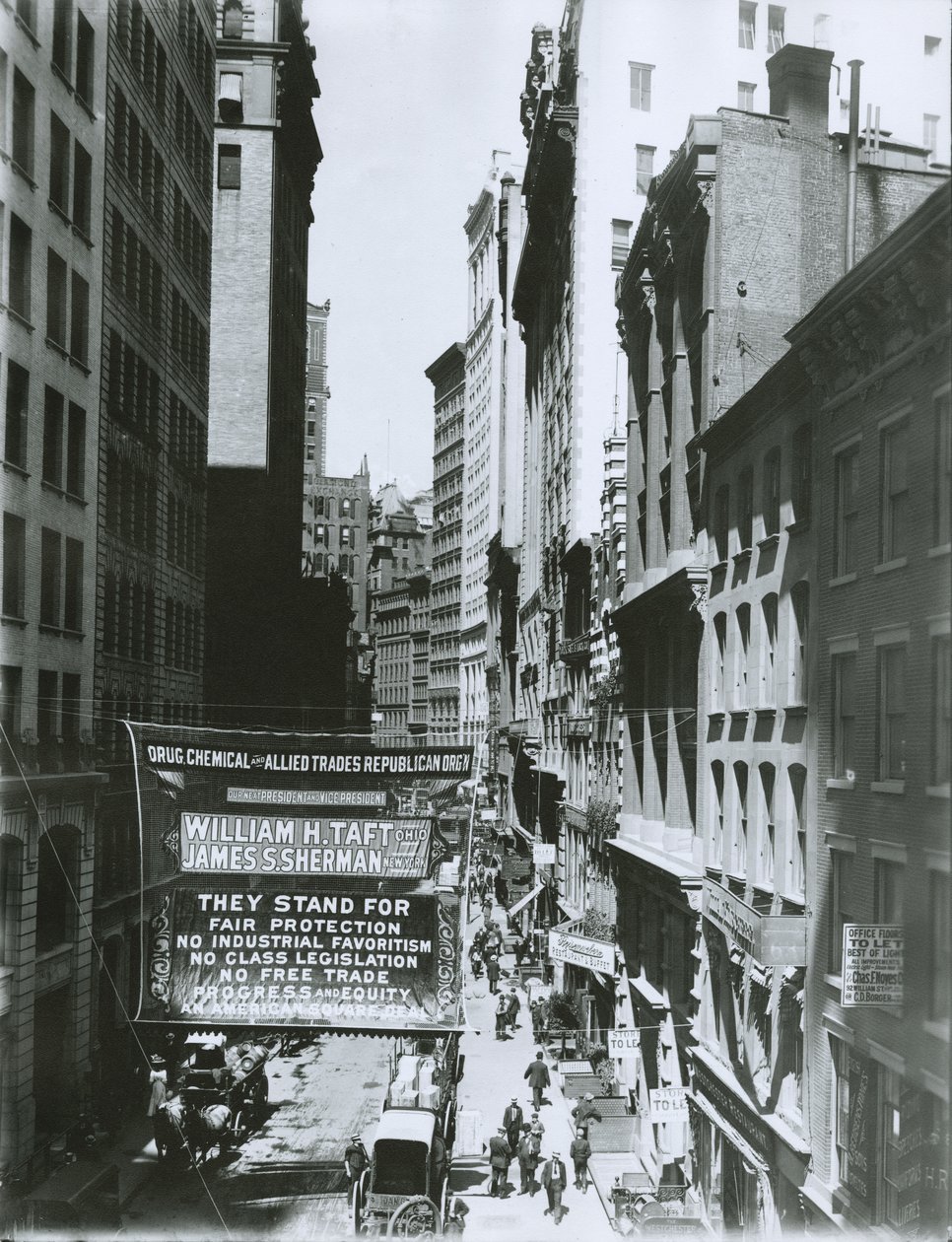 Banner de Taft y Sherman en Maiden Lane, Ciudad de Nueva York, 1908 de G.P. Hall und Sohn
