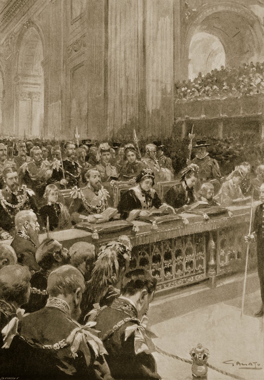 El servicio de acción de gracias por la recuperación del Príncipe de Gales, celebrado en la Catedral de San Pablo, 27 de febrero de 1872, de 