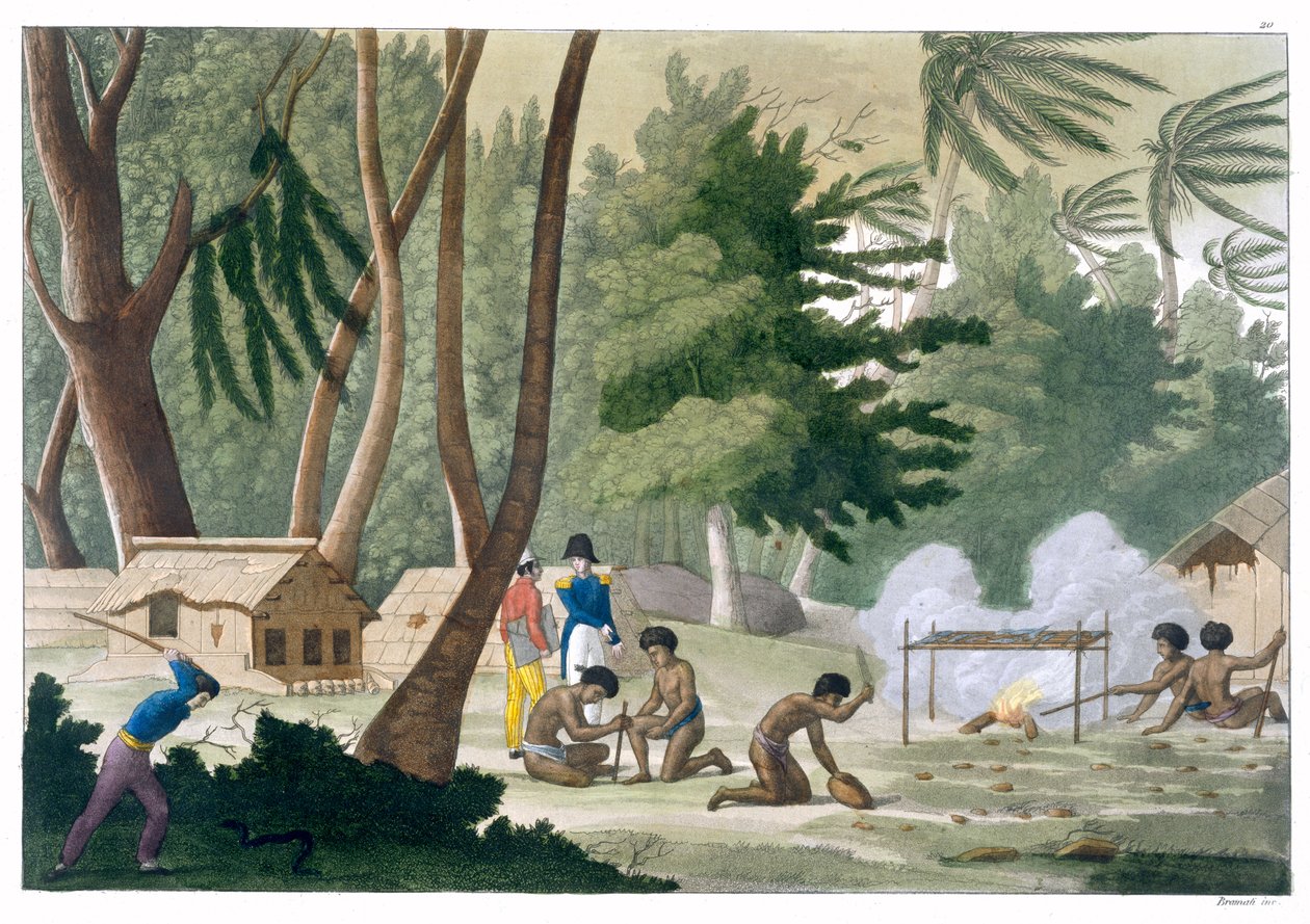 Tribu Papu en la isla de Rawak, c. 1820-1839 de G Bramati