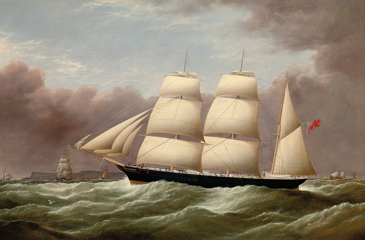 El Barco Alfred Hawley frente a los Skerries en su camino a Liverpool, 1860 de G. Dell