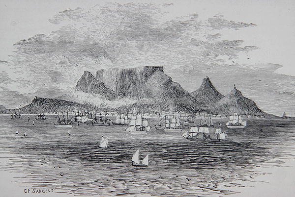 Ciudad del Cabo vista desde Table Bay, Sudáfrica, de 