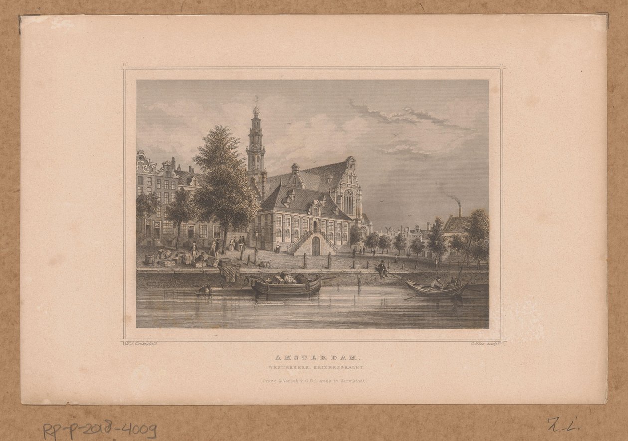 Vista de la Westerkerk en Amsterdam desde el Keizersgracht Amsterdam, Westerkerk Keizersgracht (título sobre objeto) de G. Hess