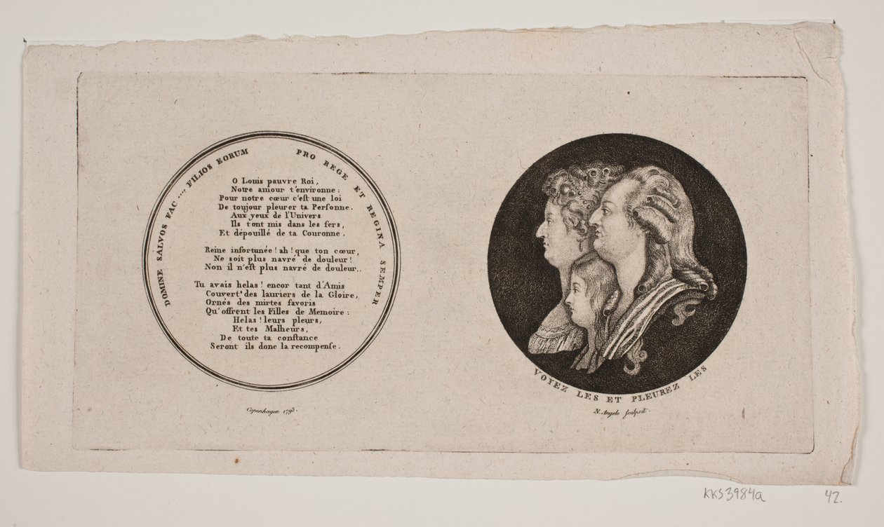 Medallón con retratos de Luis XVI, su reina y su hijo de G. N. Angelo