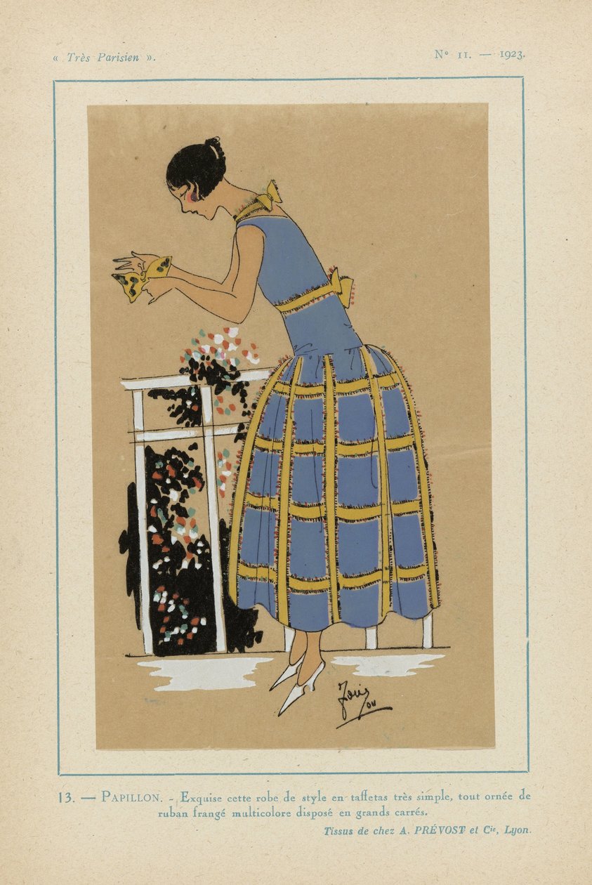 Muy parisino 1923 nº 11: 13.- MARIPOSA. - Exquisito este elegante vestido... de G P. Joumard