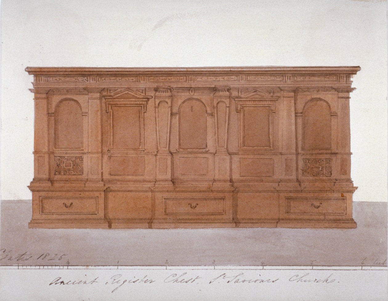 Cofre de Registro Antiguo de la Catedral de Southwark, Londres, 1825 de G Yates