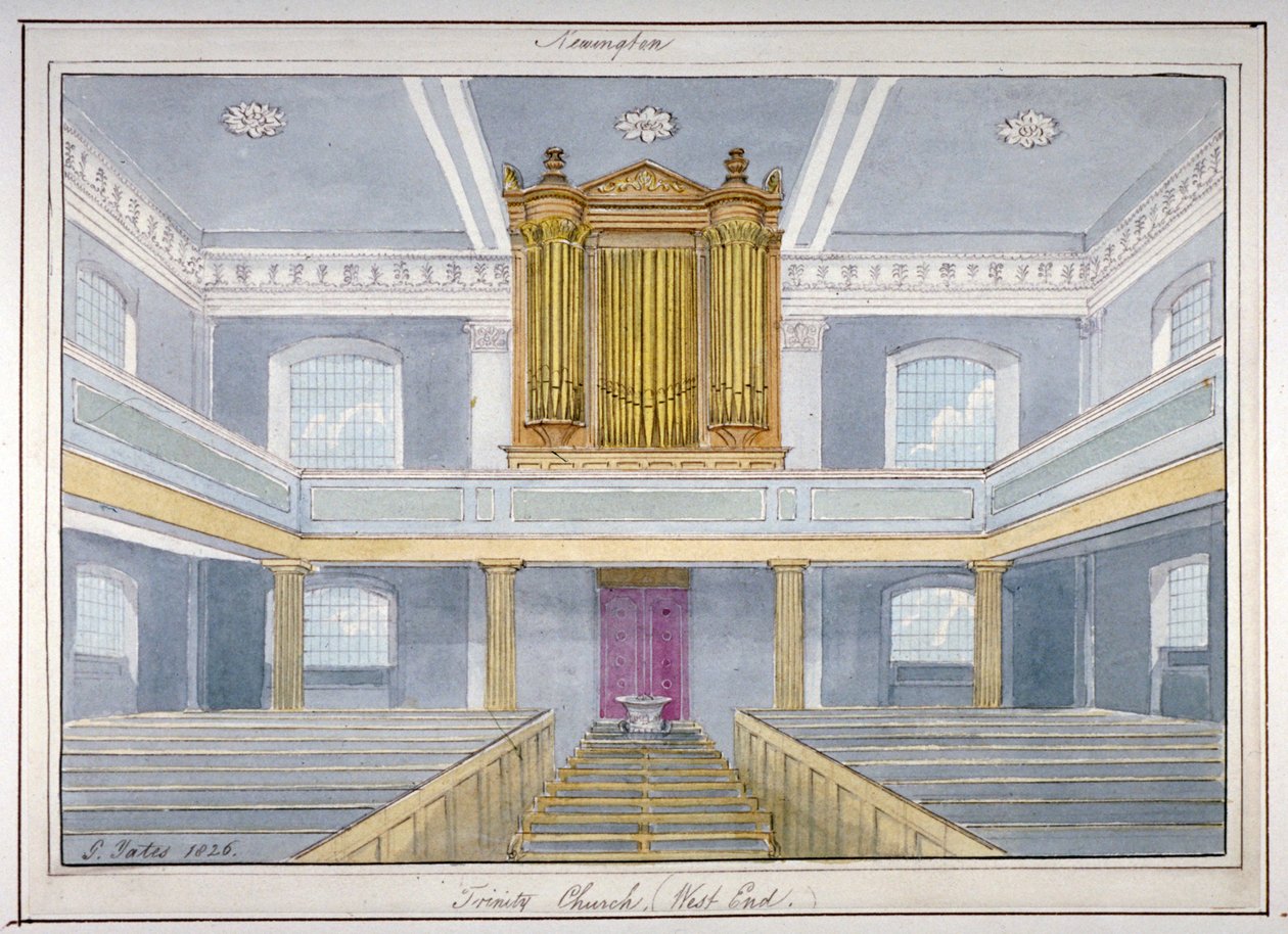 Interior de la Iglesia de la Santísima Trinidad, Newington, Southwark, Londres, 1826 de G Yates
