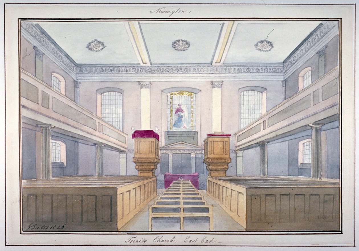 Vista interior del extremo este de la Iglesia de la Santísima Trinidad, Newington, Southwark, Londres de G Yates