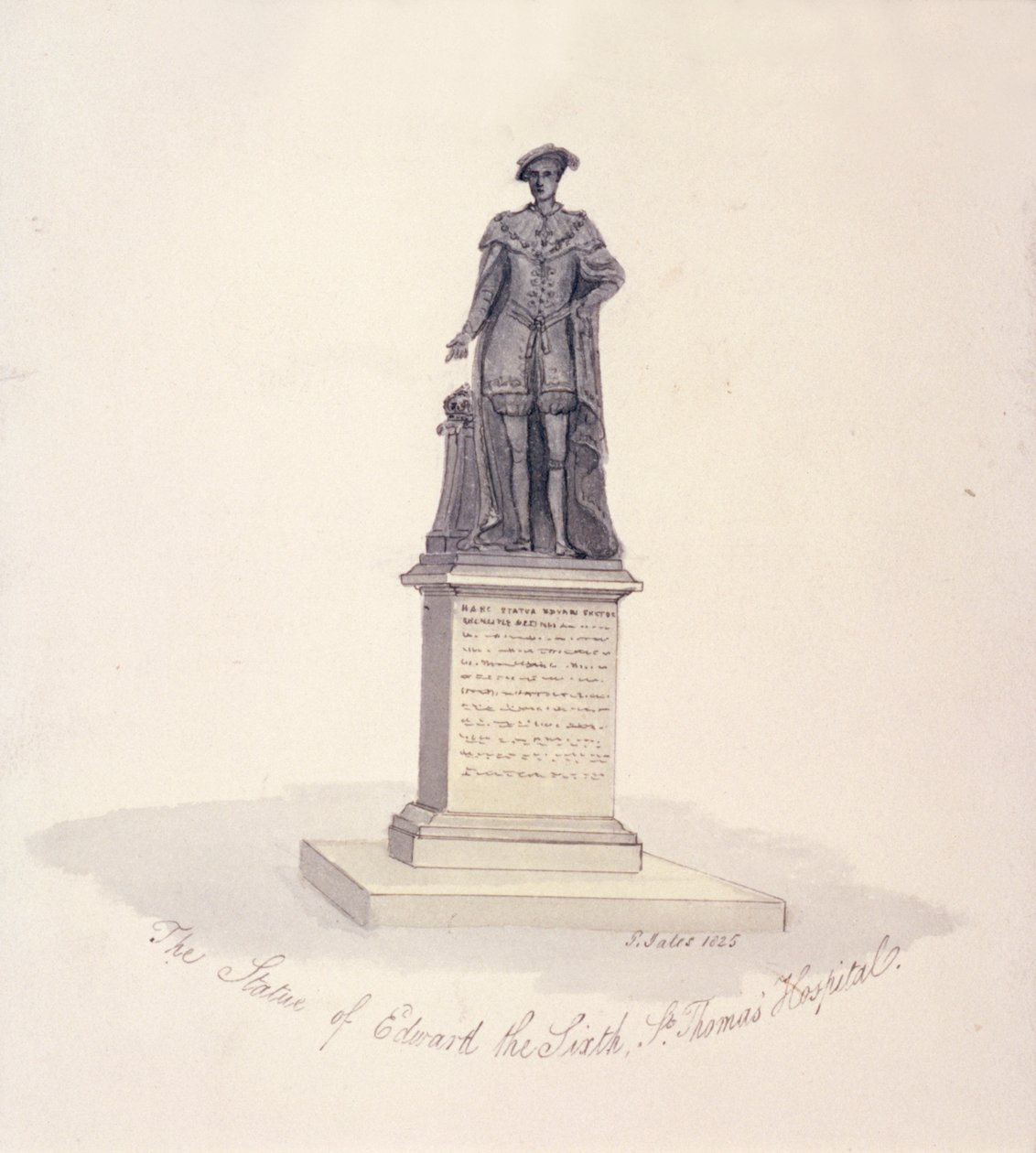 Estatua de Eduardo VI en el Hospital de St Thomas, Southwark, Londres, 1825 de G Yates