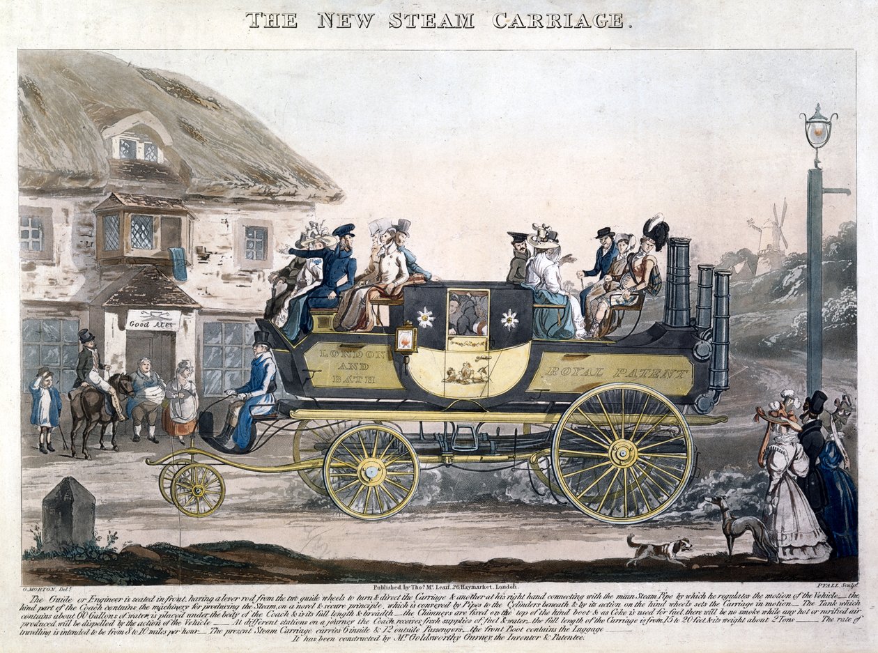 El nuevo carruaje de vapor, grabado por Henry Pyall (1795-1833) 1827 de G. after Morton
