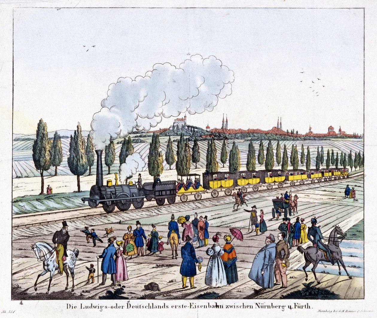 Apertura del ferrocarril Nuremberg-Furth, 7 de diciembre de 1835 de G. after Renner