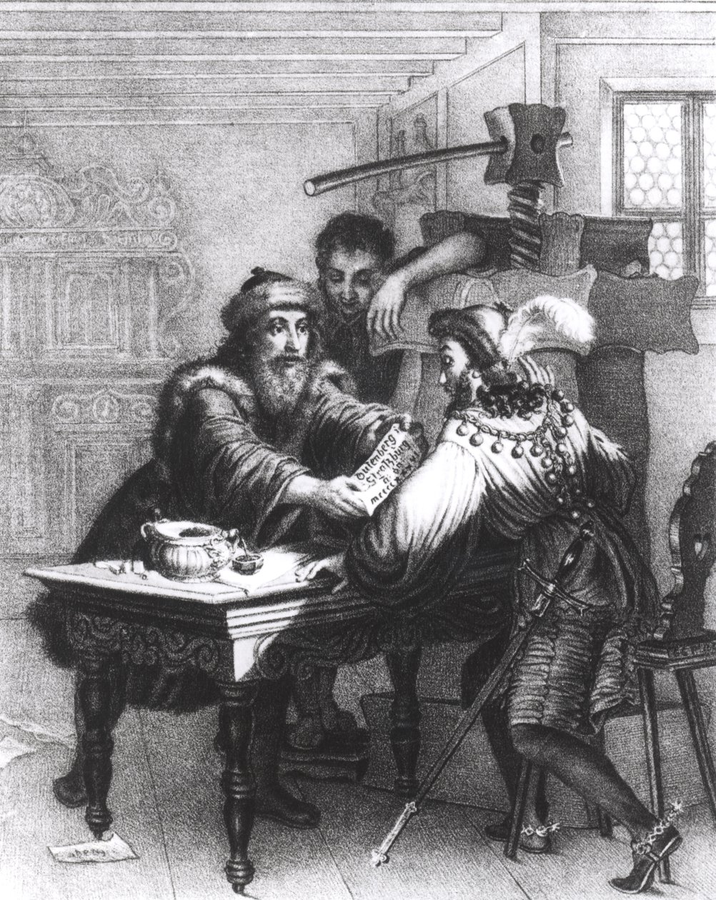 La invención de la imprenta, 1827 de Gabriel Christophe Guerin