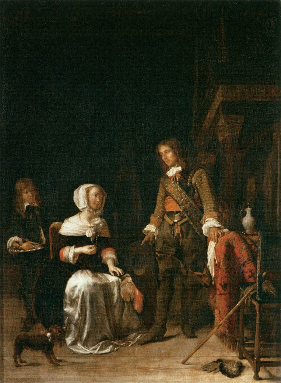 Soldado visitando a una joven de Gabriel Metsu