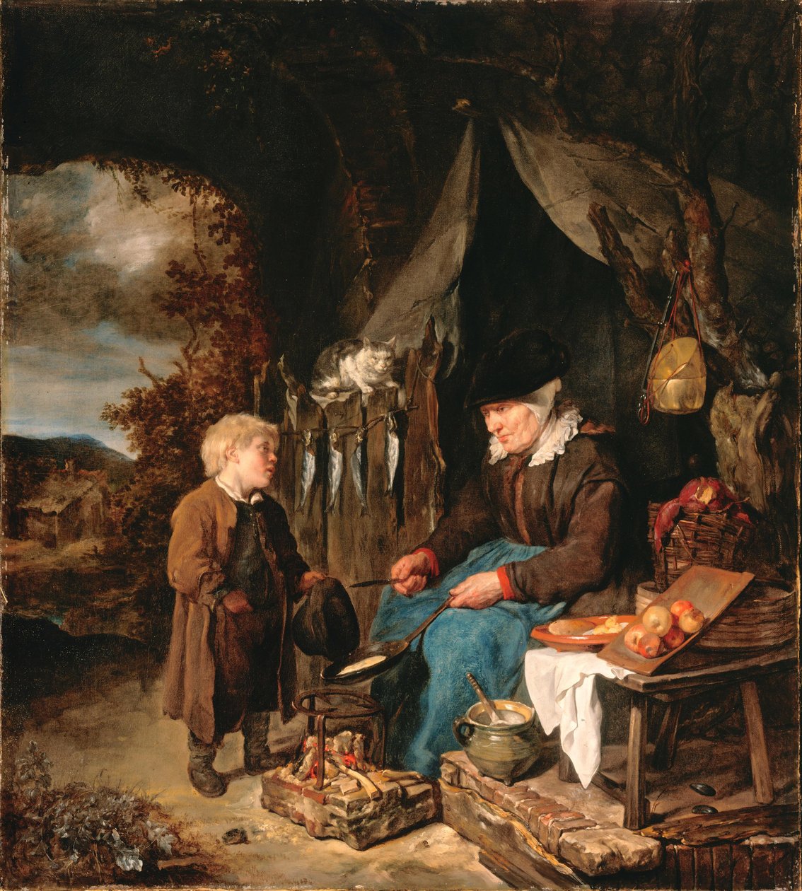 El panadero de tortitas con un niño de Gabriel Metsu