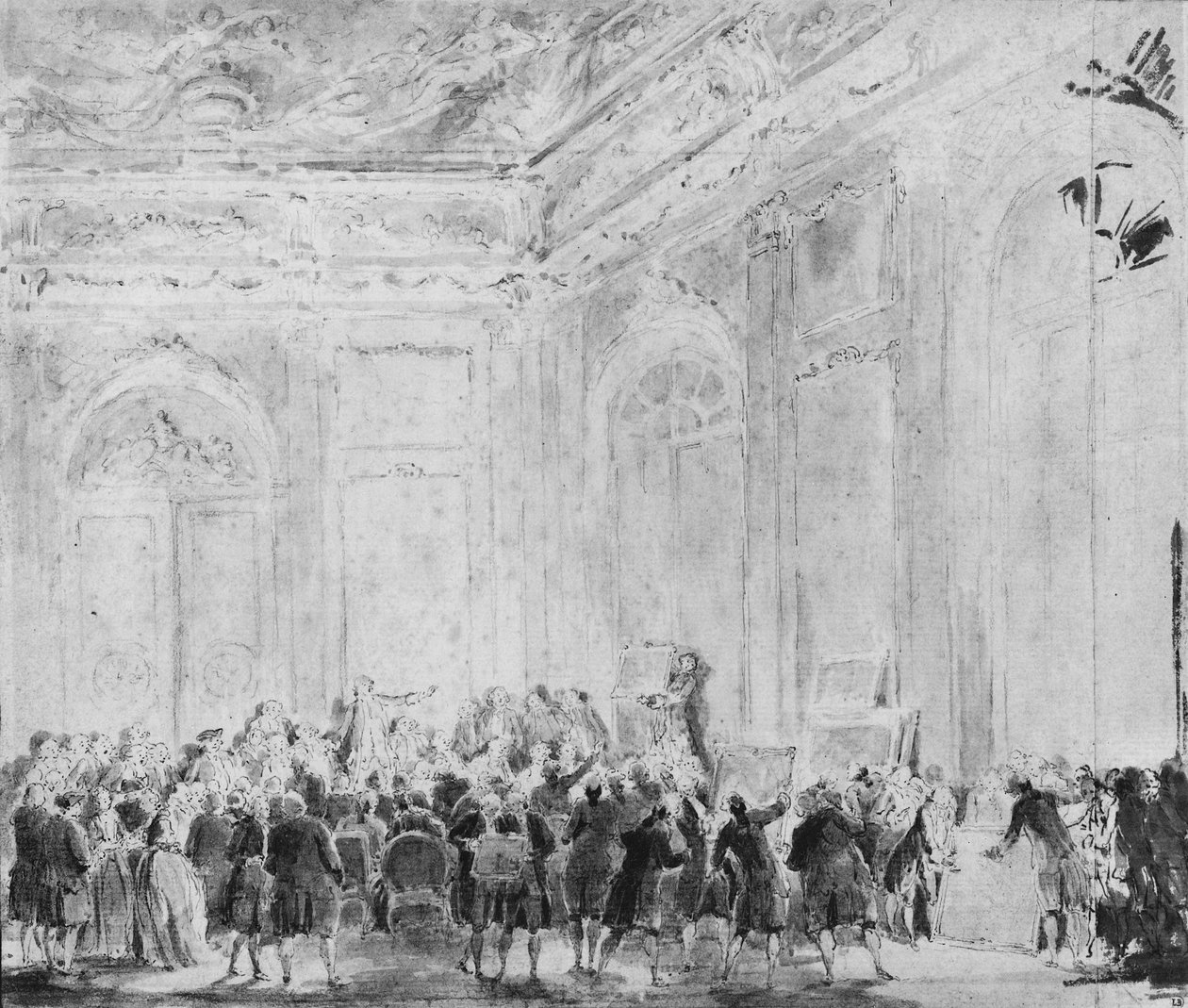 Escena con una venta de pinturas de Gabriel de Saint Aubin