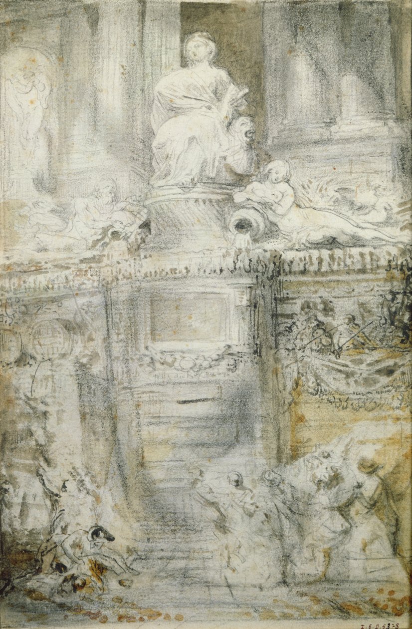 La Fuente en la Rue de Grenelle, 1777 de Gabriel de Saint Aubin