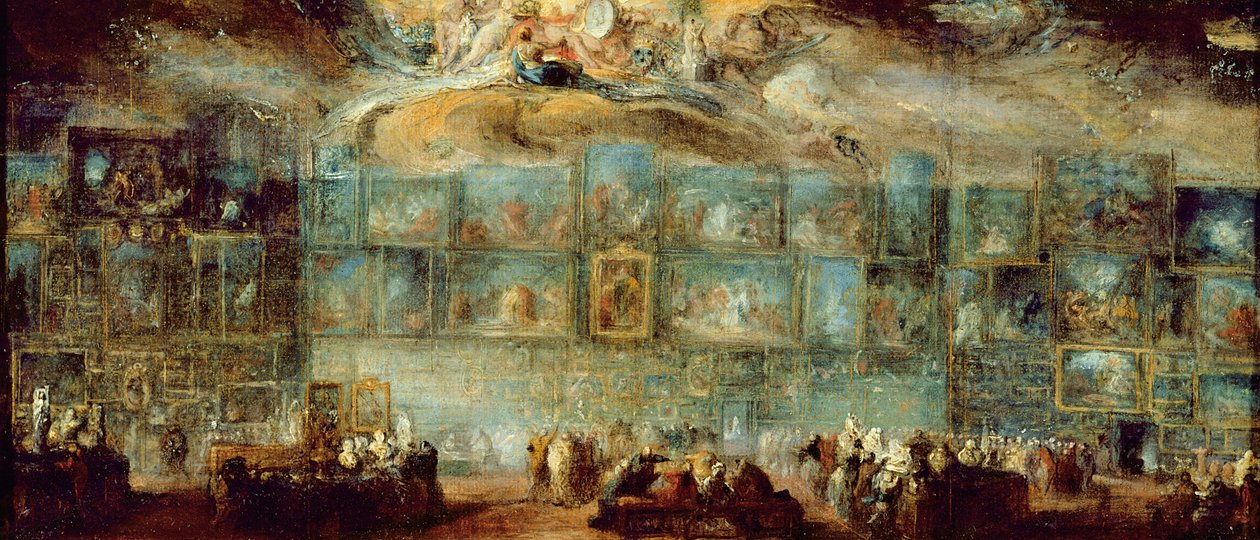 Vista del Salón en el Louvre, 1779 de Gabriel de Saint Aubin