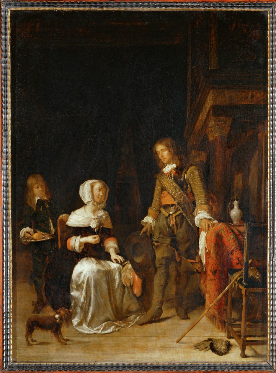 Un soldado que visita a una joven ... de Gabriel (attr. to) Metsu