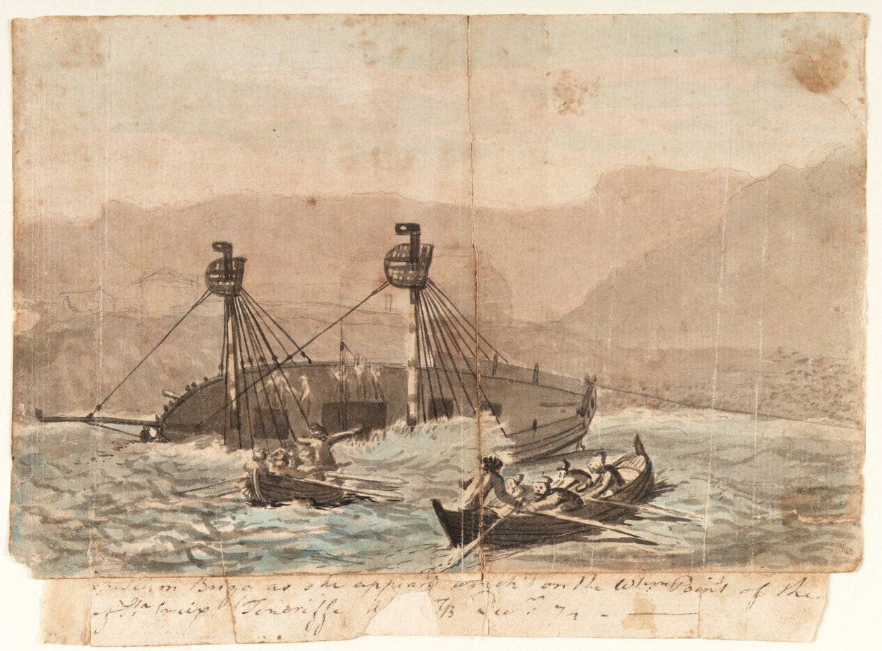 La Expedición Brigg como apareció naufragada en la punta occidental de la isla de Sta Cruiz Teneriffe Diciembre 1774 de Gabriel Bray