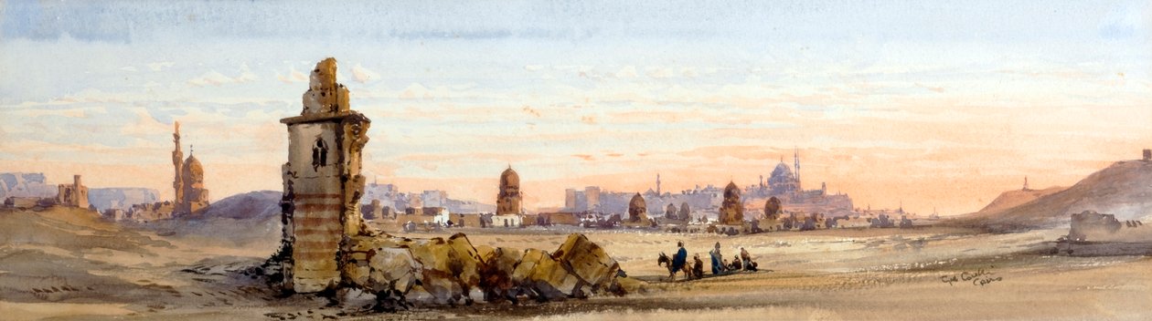 Tumbas mamelucas, Valle de los Jalifas, El Cairo (acuarela) de Gabriel Carelli