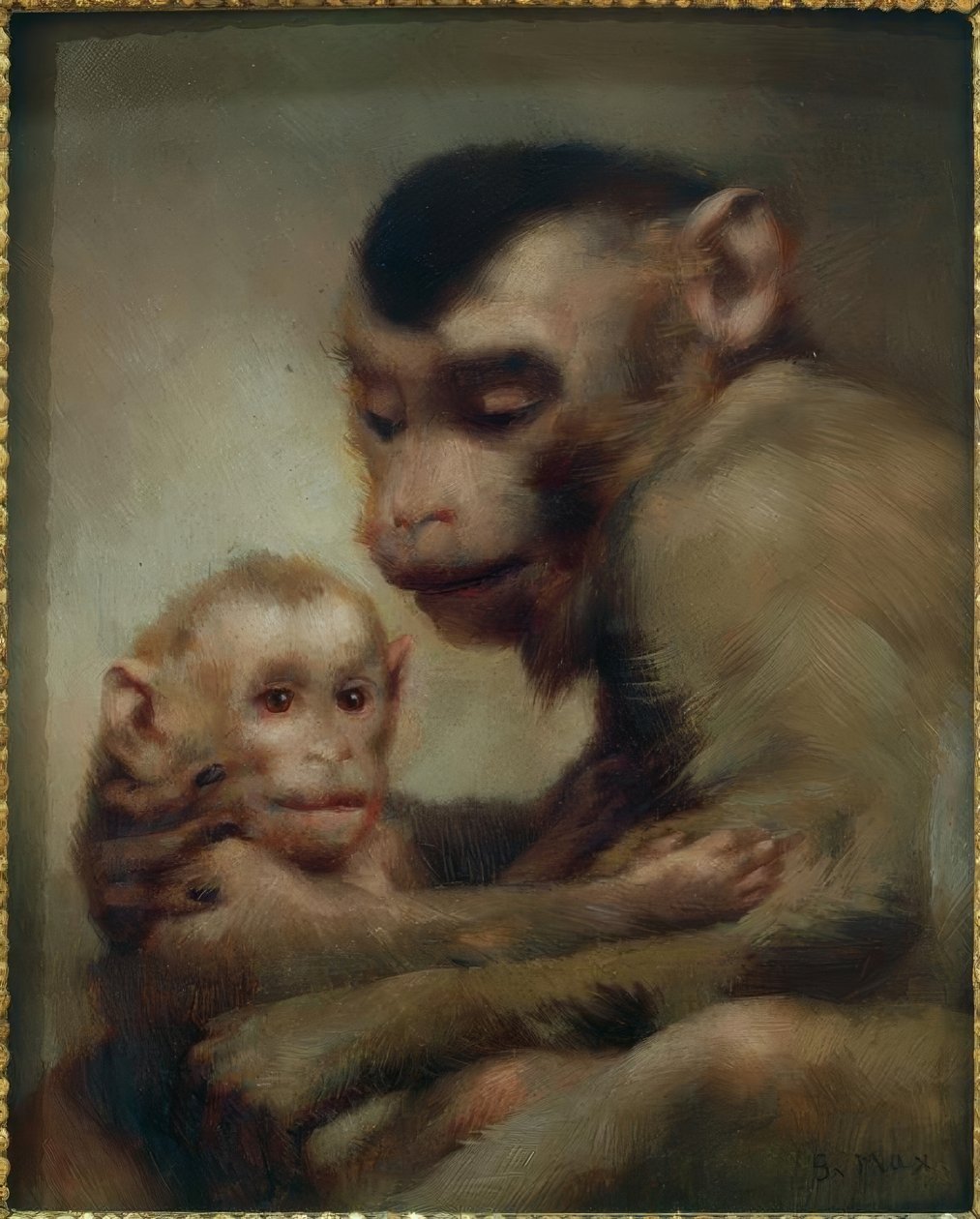 Madre con niño (Monos) de Gabriel Cornelius Ritter von Max