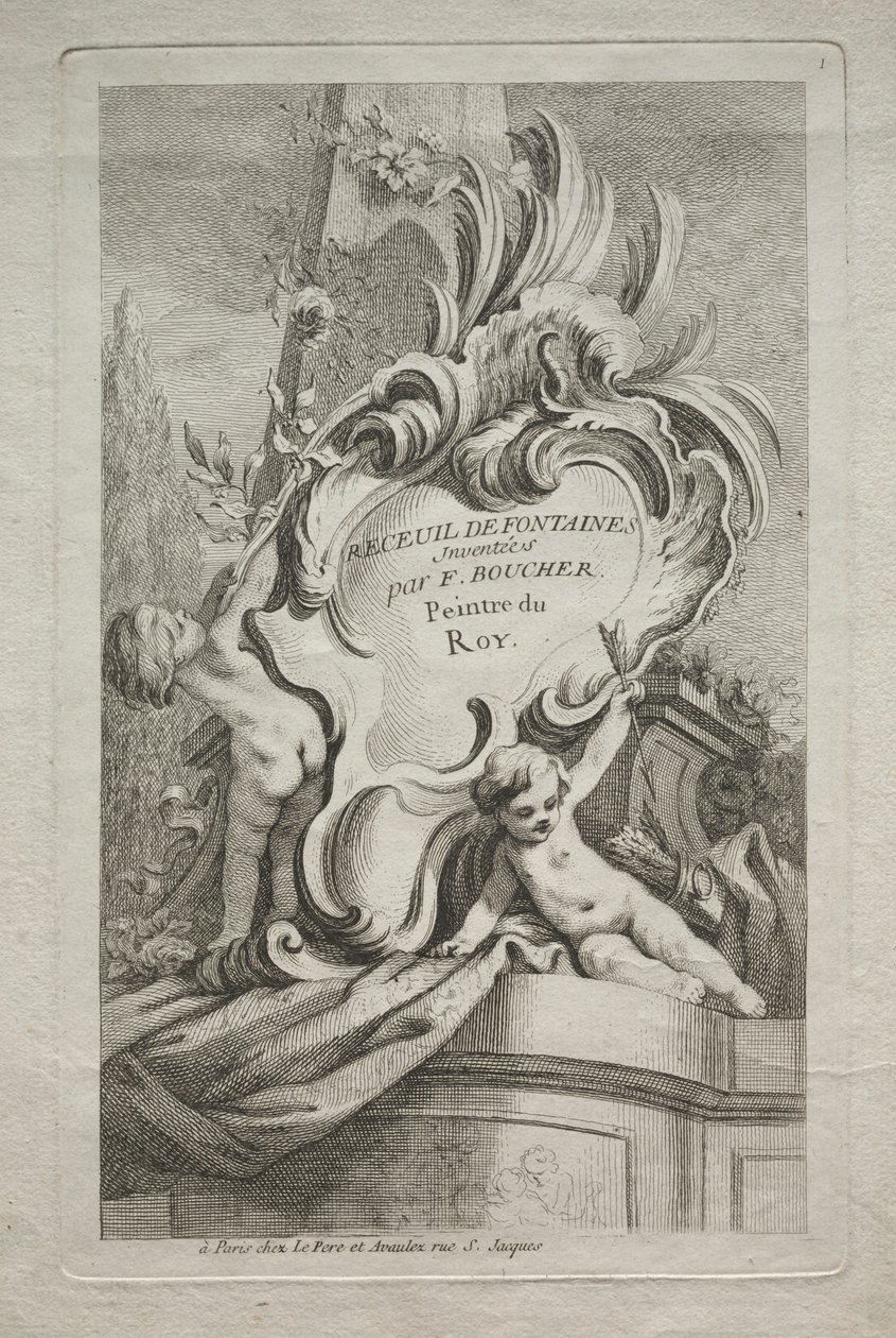 Libro de Fuentes: No. 1, Página del Título, c. 1736 de Gabriel Huquier