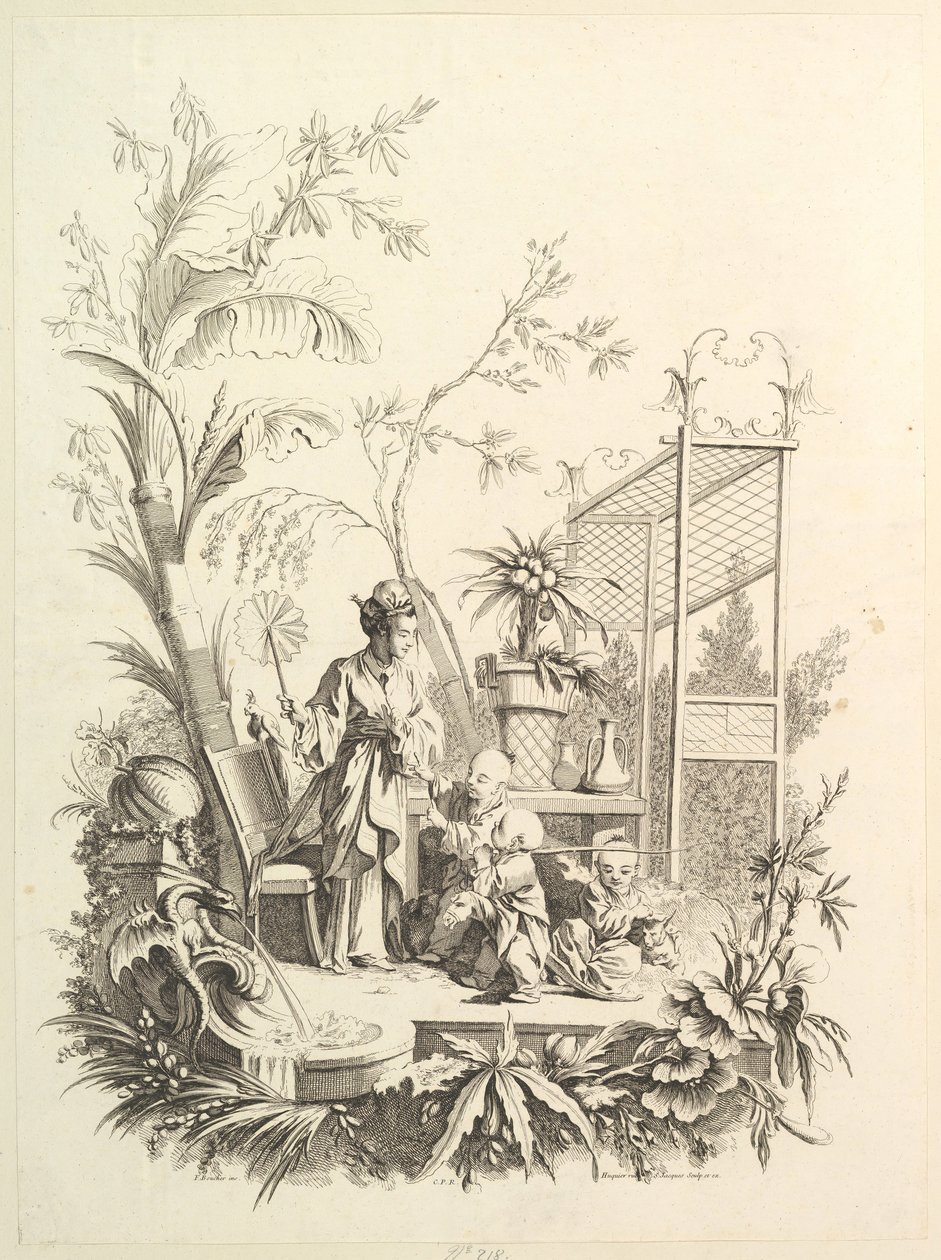 Chinoiserie con figuras en un paisaje de Gabriel Huquier