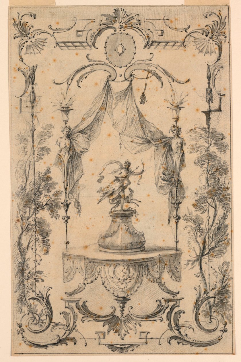 Diseño para panel de pared sobre el tema de Diana de Gabriel Huquier