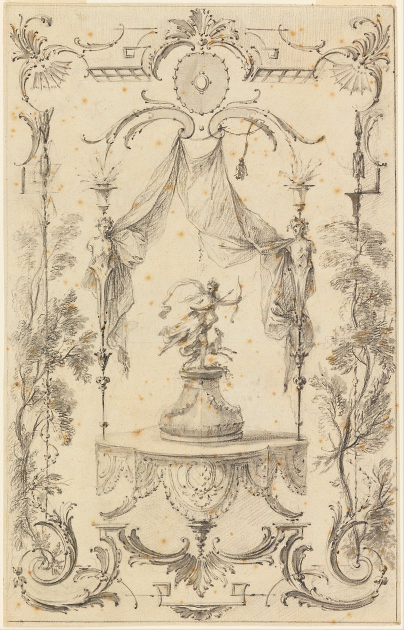 Diseño para panel mural sobre el tema de Diana de Gabriel Huquier
