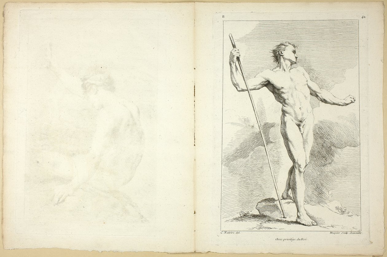 Figura (recto y verso), del Segundo libro de figuras de Academias grabadas en Parte por los Profesores de la Academia Real de Gabriel Huquier