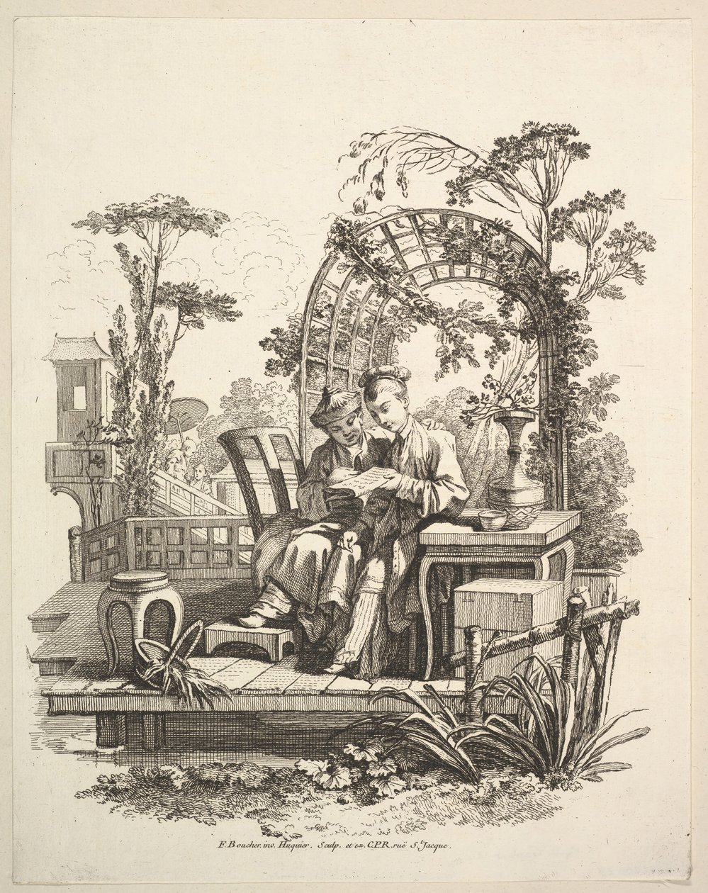 Hombre y mujer leyendo de Gabriel Huquier