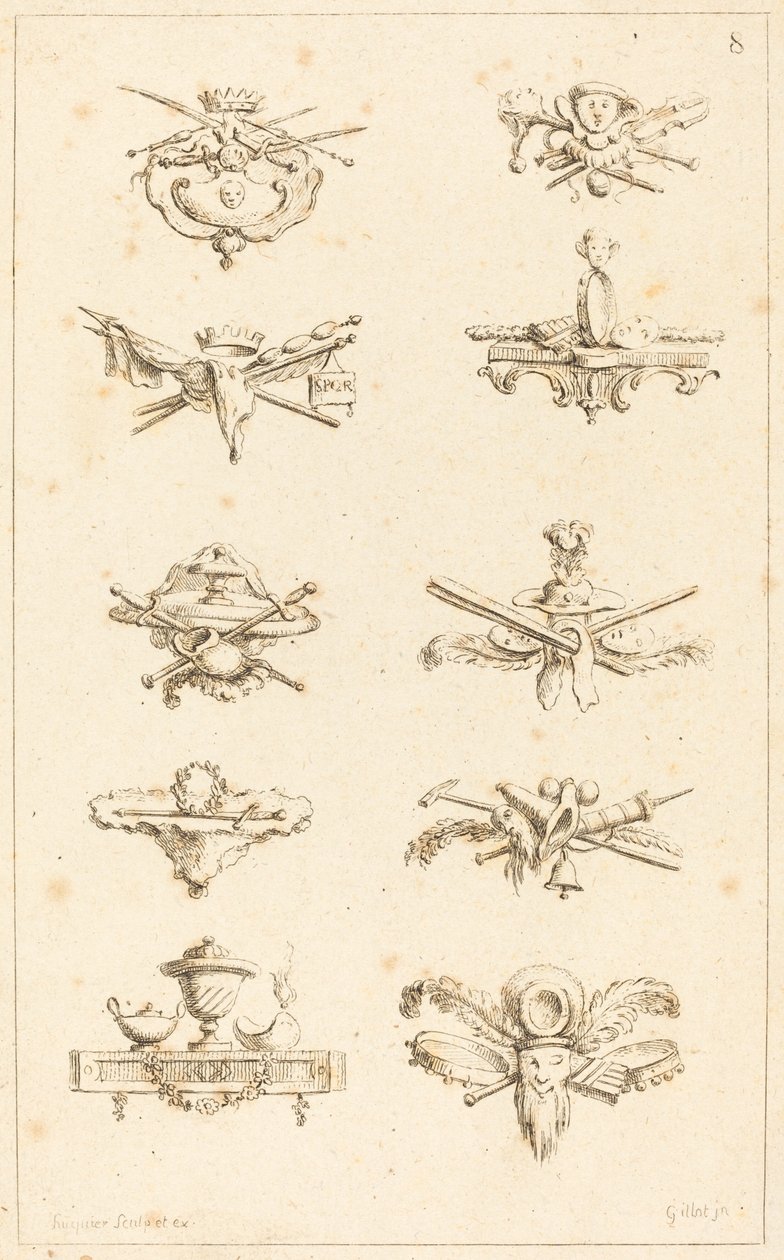 Diseños para Colofones: pl. 8 de Gabriel Huquier after Claude Gillot