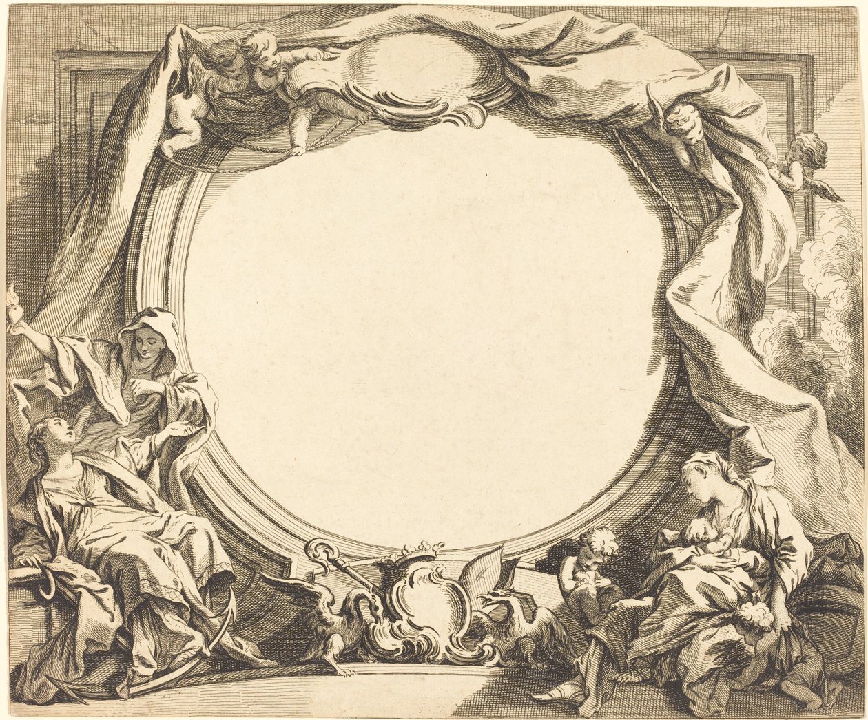 Fe y caridad de Gabriel Huquier after François Boucher