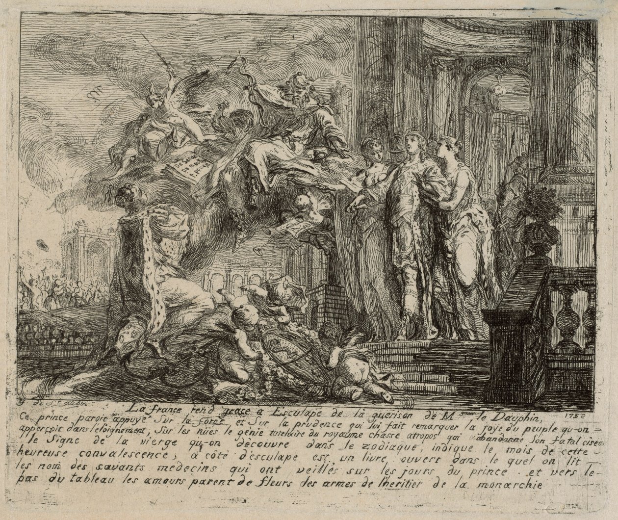 Alegoría sobre la convalecencia del delfín de Gabriel Jacques de Saint Aubin