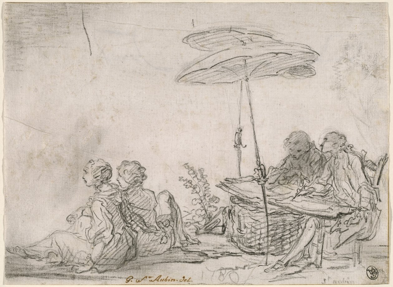 Dibujantes al aire libre de Gabriel Jacques de Saint Aubin